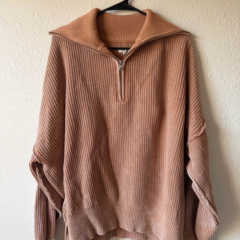 Aerie Women’s Brown Zip-Up Sweater